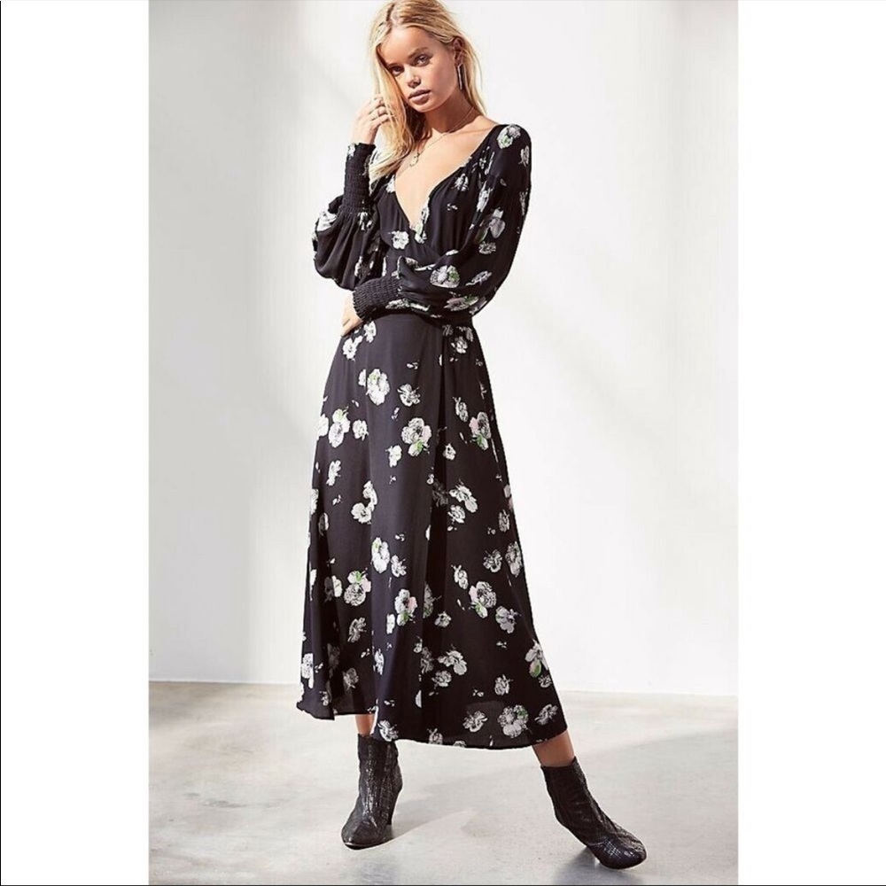 Free People- So Sweetly Faux Wrap Maxi Floral Dress- SM
